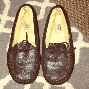 Black Sparkly Ugg Moccassin Slippers